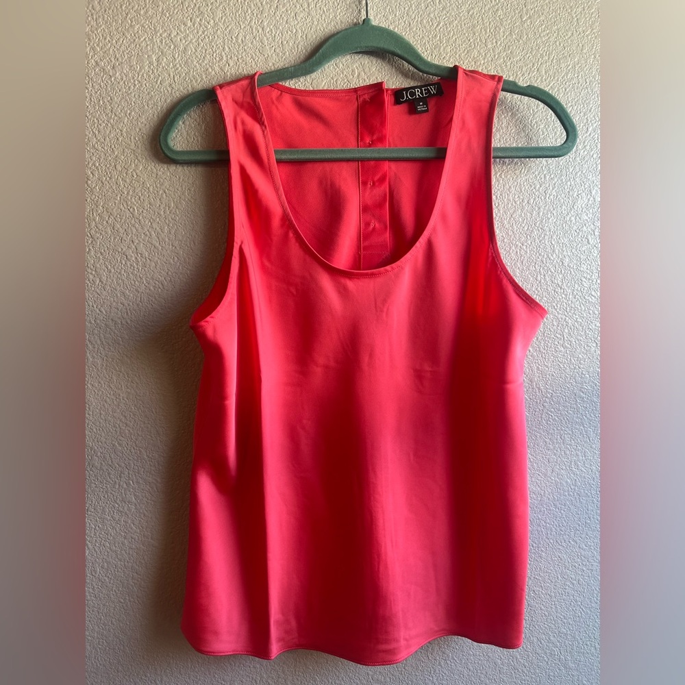 J Crew Tank Top Women's Size Medium M Pink Gold Button Back Polyester